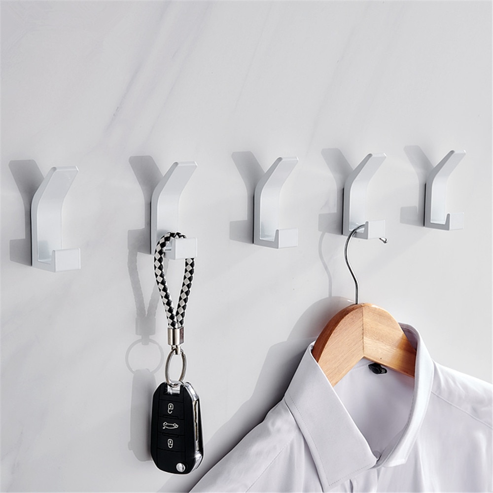 Bathroom Towel Rack Aluminum Robe Coat Hook Row Hooks Keys Bags Holder Sundries Hanger Bathroom Accessories