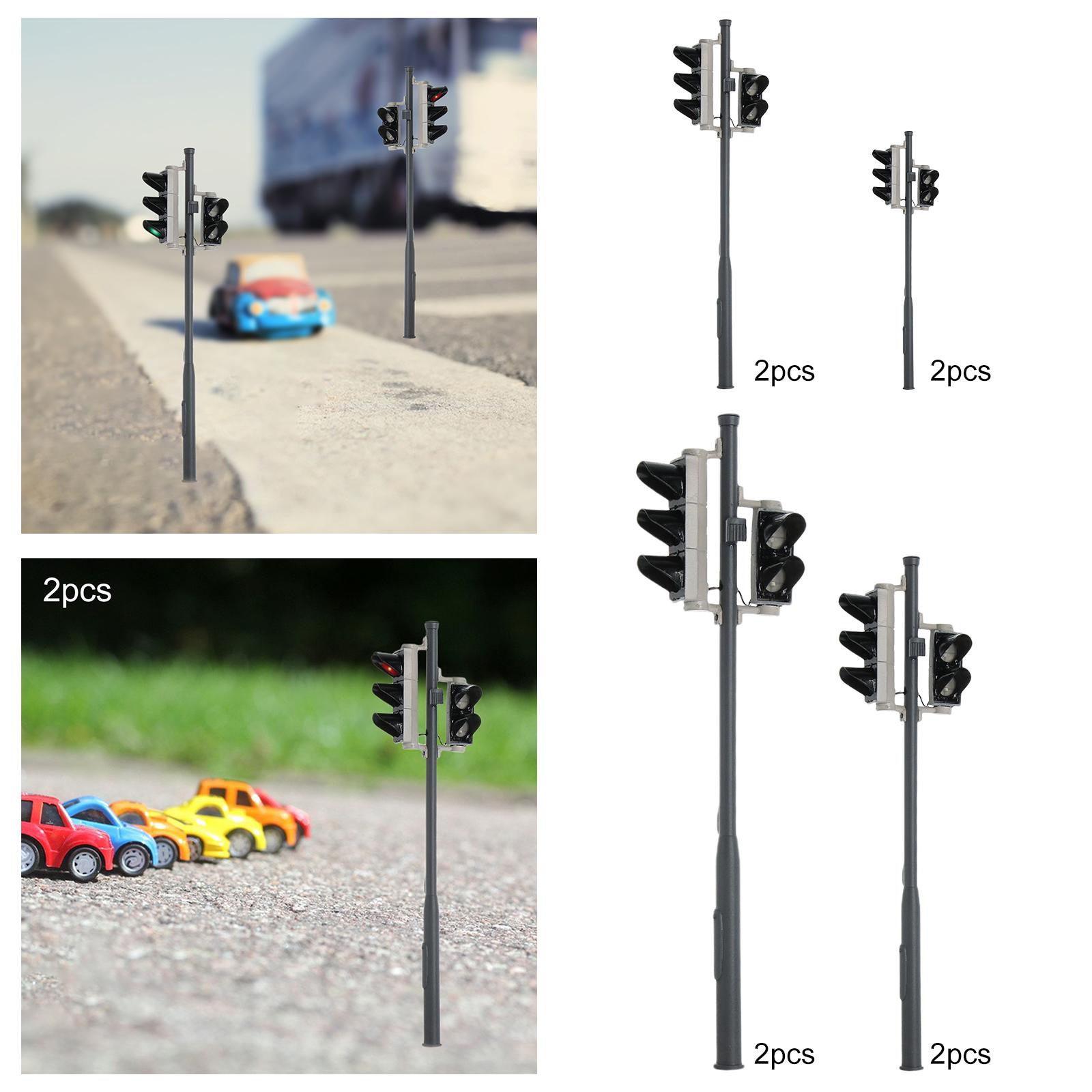 2x Plastic Model Traffic Light Road Crossing Block Signal Light Railway for Railroad Layout i Scale O Scale Ho Scale Oo Scale