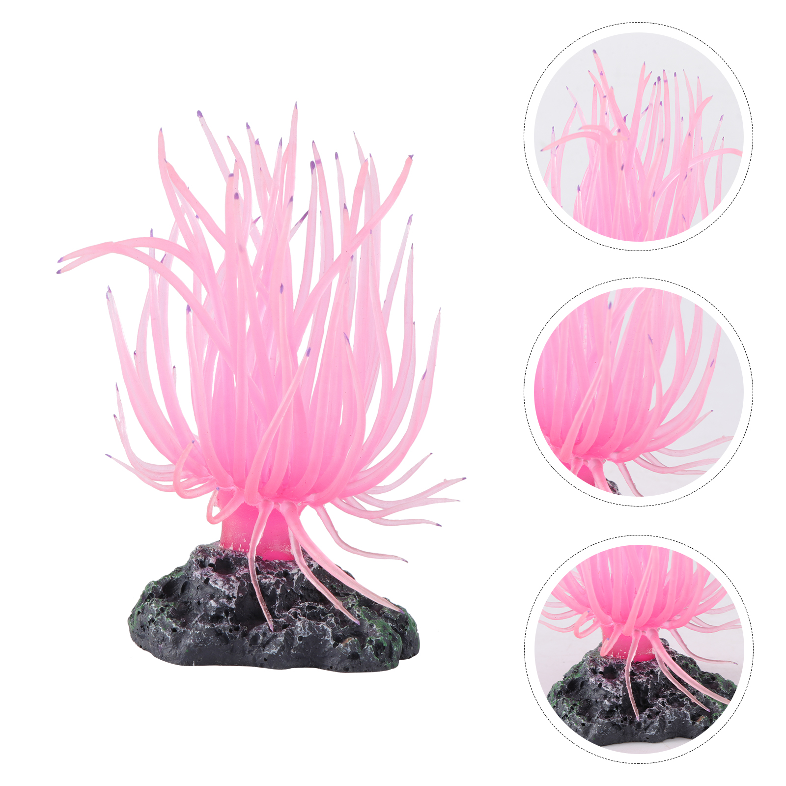 Corail artificiel Flexible, décor doux pour Aquarium, accessoires de paysage d'eau, produits pour animaux de compagnie, Base d'anémone de mer Non toxique: Rose