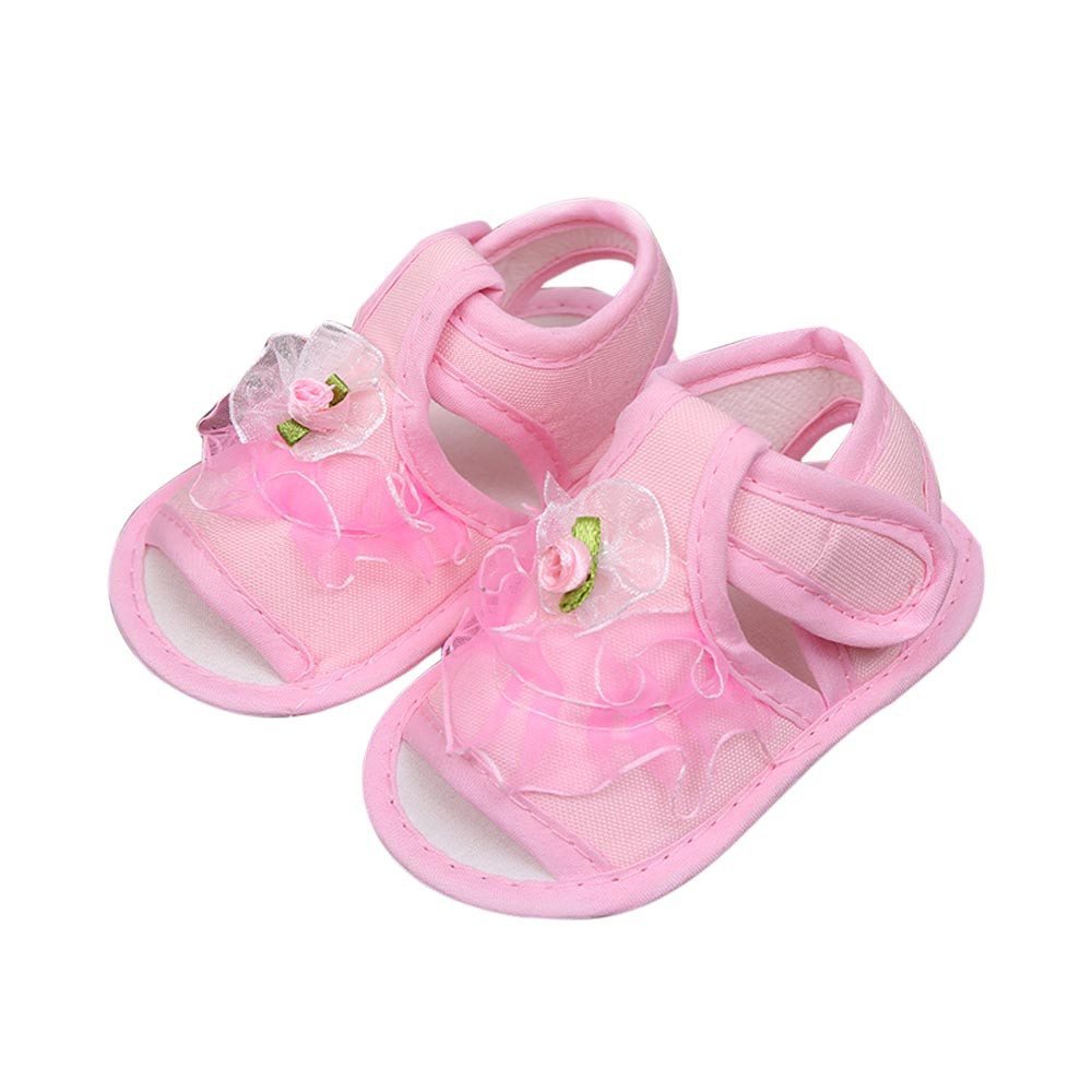 Casual Mode Pasgeboren Baby Baby Kids Meisjes Crib Schoenen Sandalen Zachte Platte Zool Anti-slip Sneakers Bloem Solid Gedrukt schoenen: Roze / 13