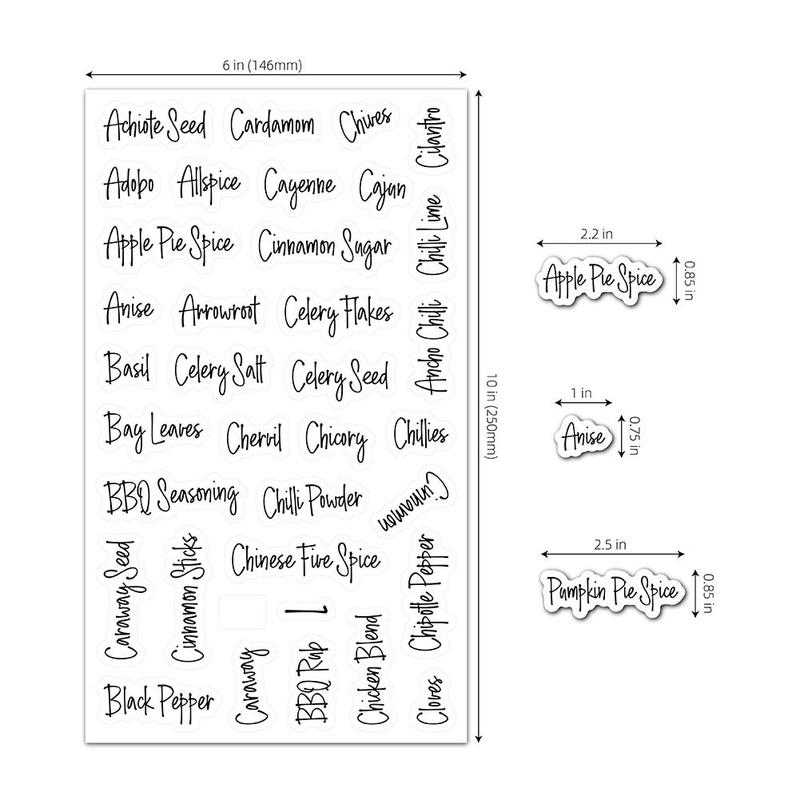 8 Sheets Labels Transparent Waterproof Pantry Stickers Supplies for Food Kitchen Spice Jar