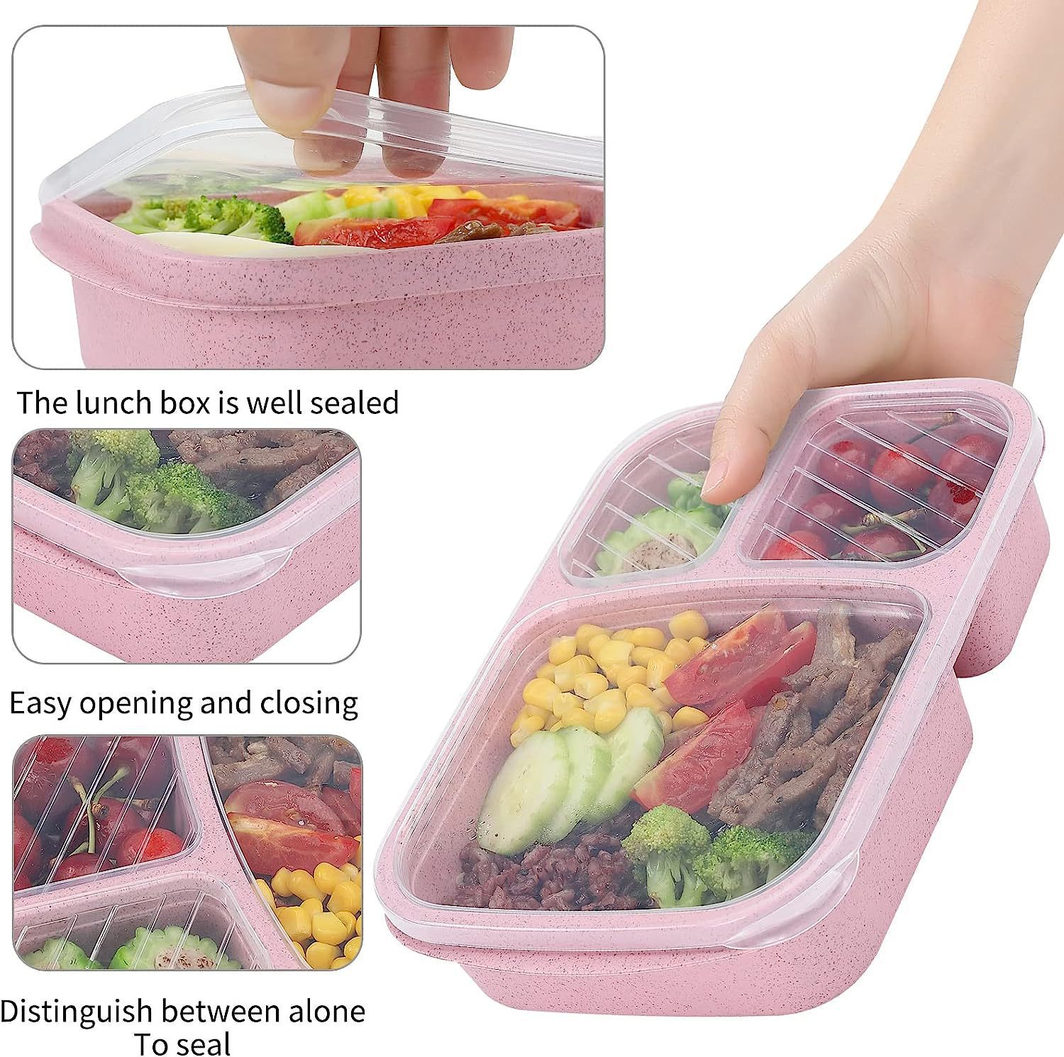 Wheat Straw Lunch Box Portable Bento Box With Compartment Picnic Bento Box Fruit Container Microwave Oven Dinnerware for Student