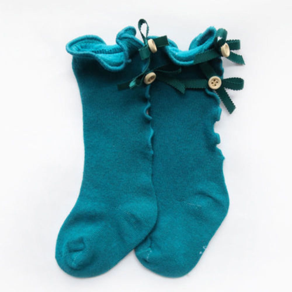 Coton bébé genou chaussettes hautes bébé bébé arcs volants longues chaussettes enfant en bas âge princesse filles chaussette pour 0-3Y: Bleu / M for 1-3year