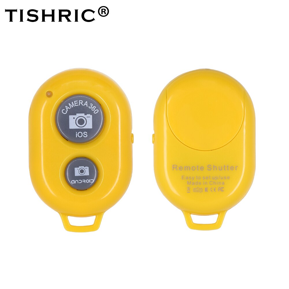 Tishric sem fio bluetooth obturador de controle remoto bluetooth auto temporizador para tripé do telefone móvel selfie vara controle remoto: Yellow