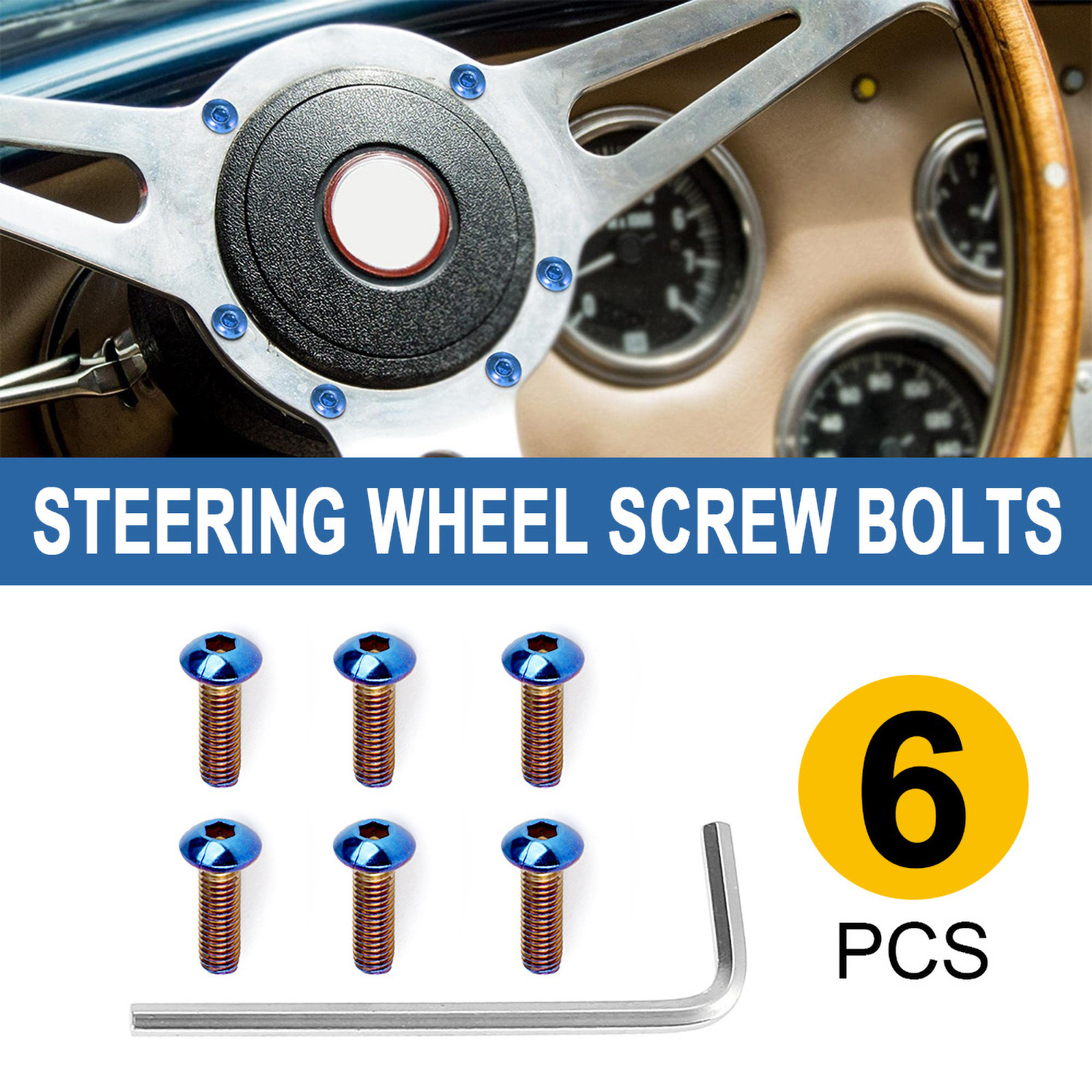 6 pz Volante Vite Bulloni Titanio Conico M5 × 0.8 Lunghezza 19mm Rotondo/15mm Testa Piatta Misura Lotto di Volante volante volante