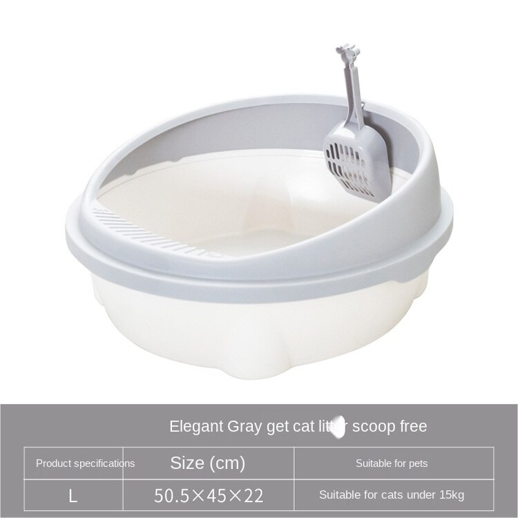 Lavabo de arena semicerrado para gato, lavabo extraíble del derrame, ideal para mascotas, ,: Gris