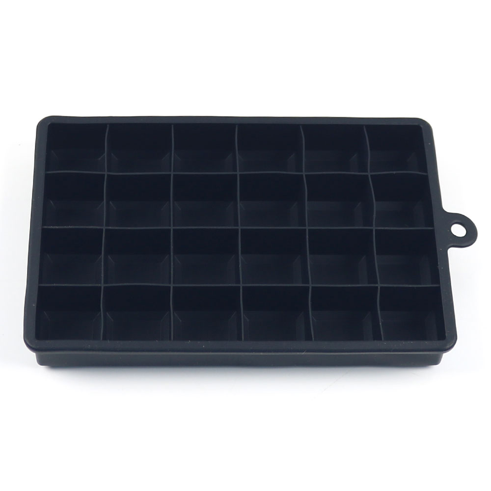 Silikonwelt Silikon-Eiswürfelform, 24 Gitter, quadratisch, mit Deckel, Tabletts, Eis, kalte Getränke, Whiskey, Cocktails, Werkzeuge, Eisform: Schwarz