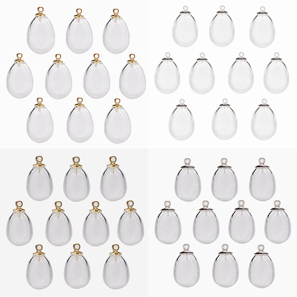 5sets apple water shape hollow glass ball with silver color cap set glass vials pendant glass bottle jewelry findings