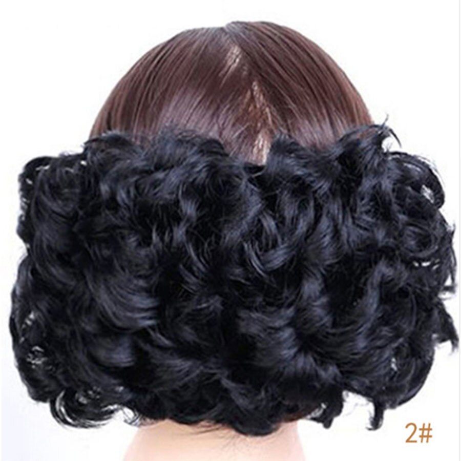 LVHAN, cinta elástica para mujeres, moño de pelo rizado de fibra sintética a alta temperatura, moño para la cabeza, moño sintético para mujeres blancas: LF01-2