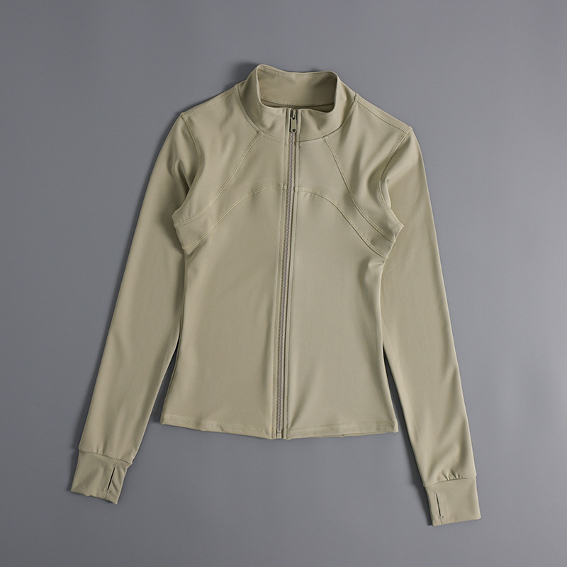 Women's Sportswear Full Zip Up Yoga Jacket Gym Fitness Jackets With Thumb Hole: L / Pale Turquoise