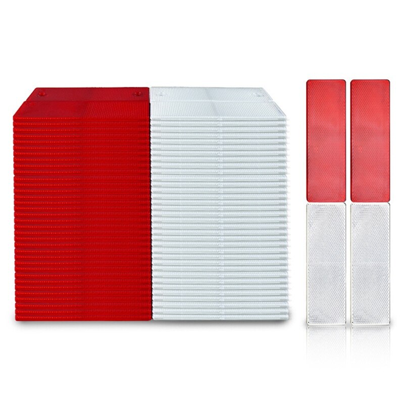White Red Warning Reflective Safety Plate Tape Reflector Stickers For Car Truck