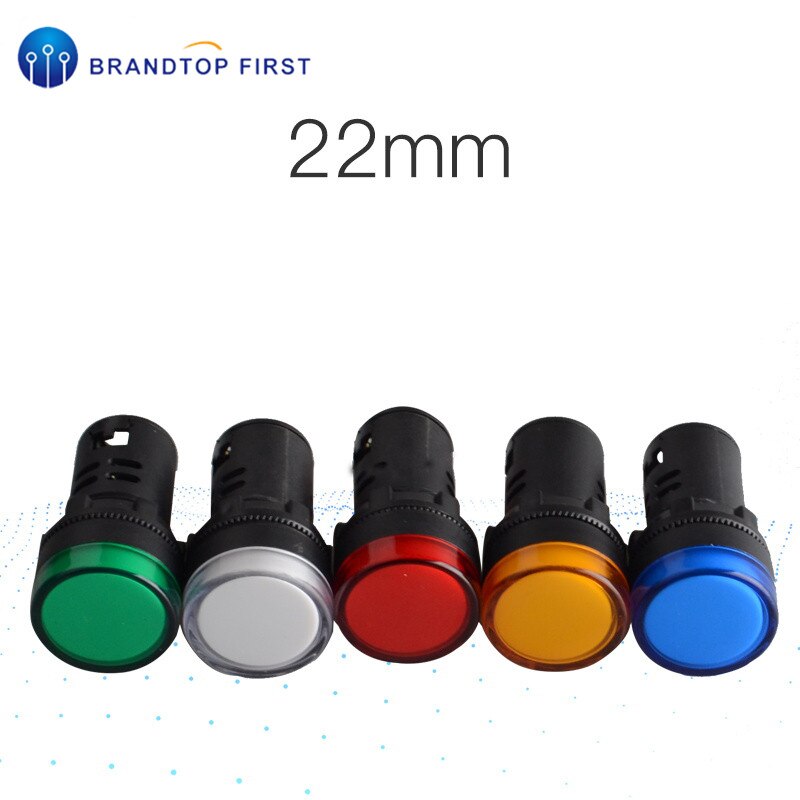 22mm indikator  ad16-22ds 6.3v 12v 24v 220v led signallampe rød/grønn/huang/blå/hvit indikatorlys