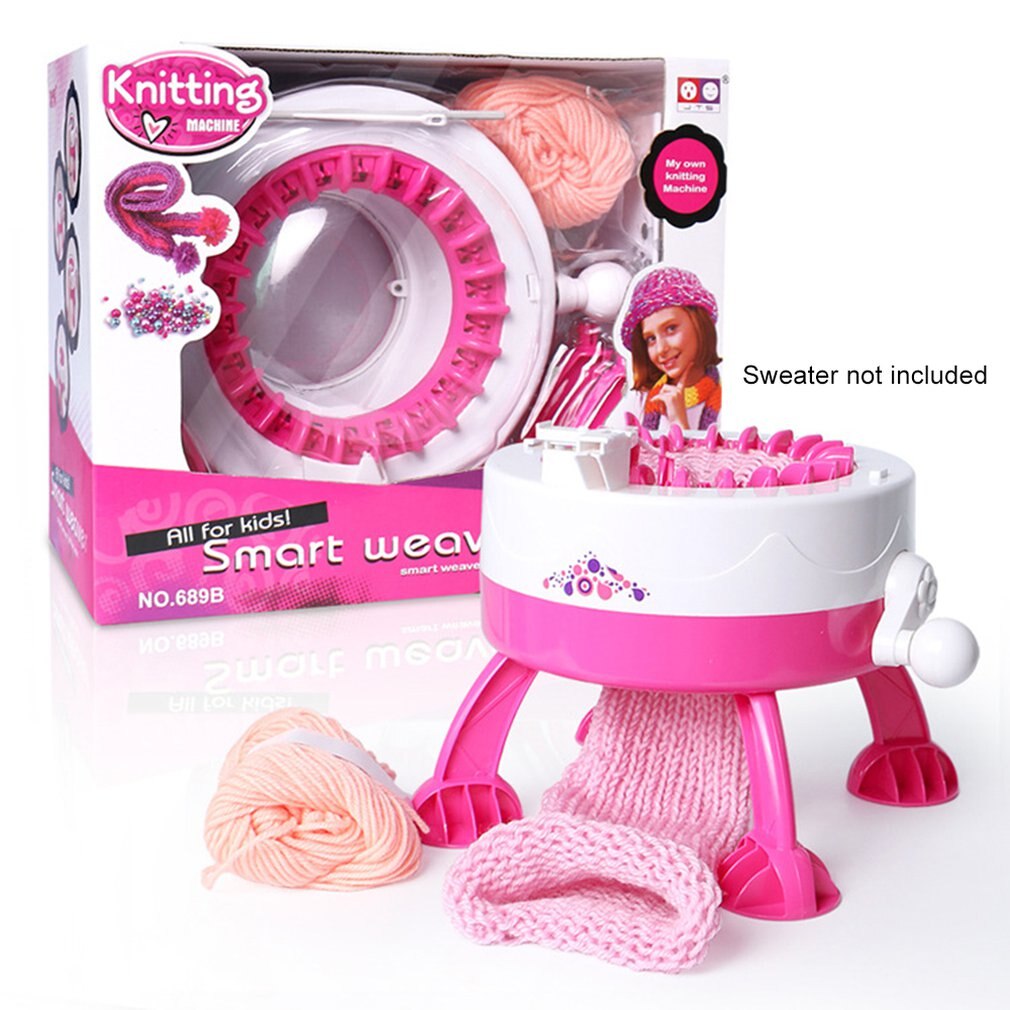 Bib-máquina de tejer con cilindro de estrella para niños, juguete de juego de rol, 22 agujas, cilindro, tejer lana: rose red