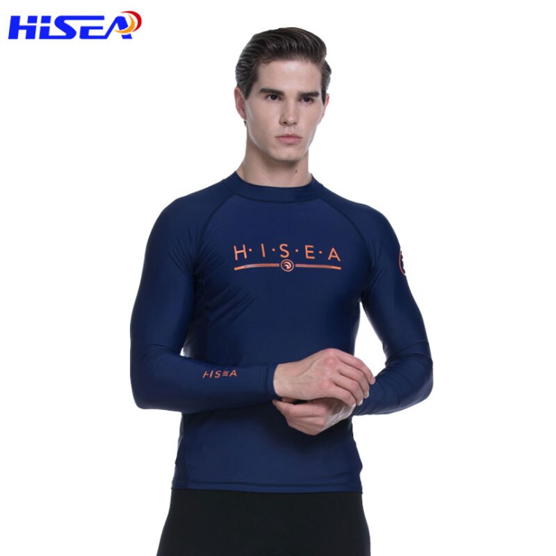 Hisea Men&#39;s Rash Guard Shirt Long Sleeve UV Protect Swimming Tops Lycra Quick Dry Swimwaer Srufing Water Sport T-Shirt Clothing