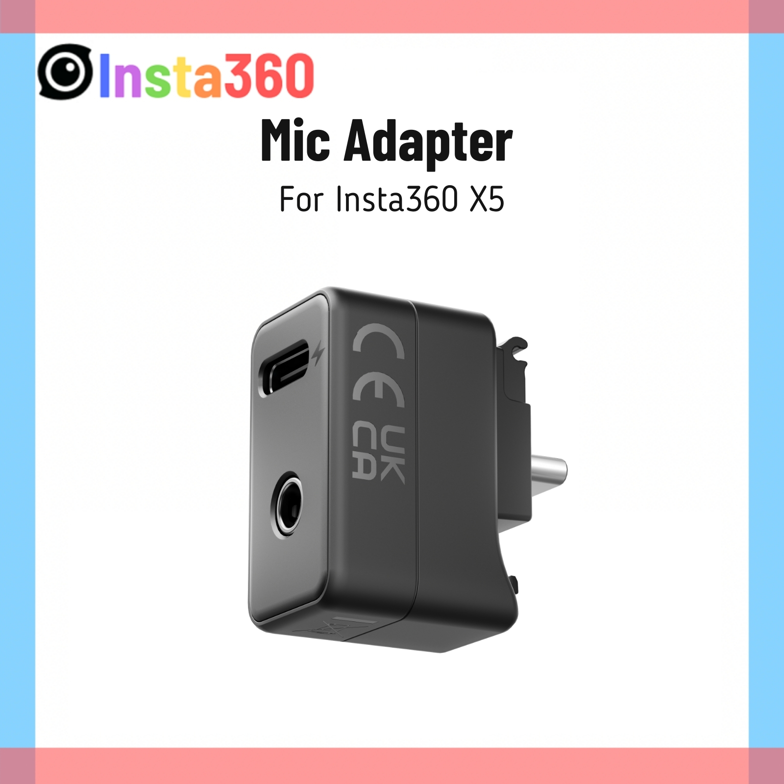 Insta360 X5 Mic Adapter Extension Microphone Audio Jack Mount USB-C Port For Insta 360 X5 Original Accessories