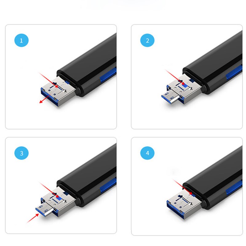 Alle  in 1 type c usb c micro usb hukommelse otg kortlæser usb 3.1 kortlæser højhastigheds sd tf micro sd kortlæser