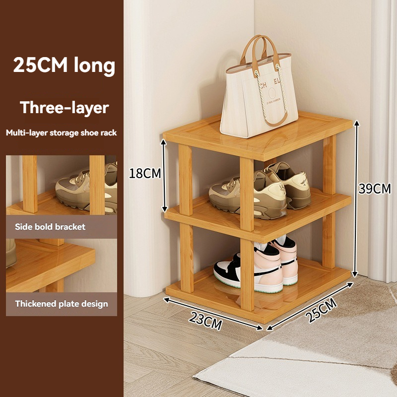 Zapatero sencillo para uso doméstico, almacenamiento de bambú en la entrada, sala de alquiler que ahorra espacio, dormitorio, cabina de zapatos estrecha multicapa: YELLOW