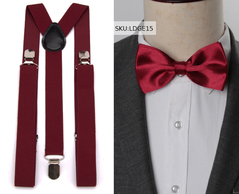 Hosenträger Fliege Set Männer Suspensorio für Mann Junge Frauen Bowtie Hosenträger Hosen Tirantes Hochzeit Freizeit Hemd Bleibt: LDGE15