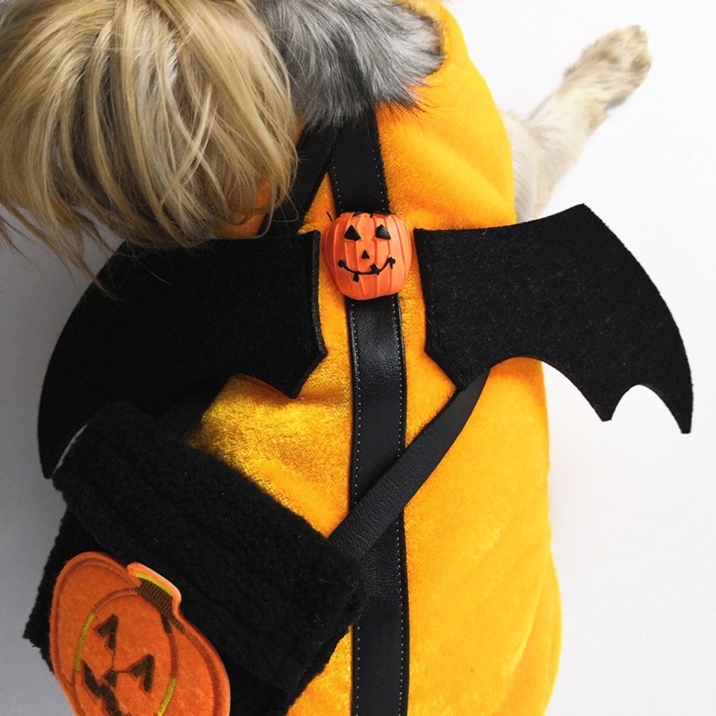 Halloween Pumpkin Demon Pet Clothes Dog Costume With Bag Pet Supplies Halloween Devil Clothes With Snack Backpack