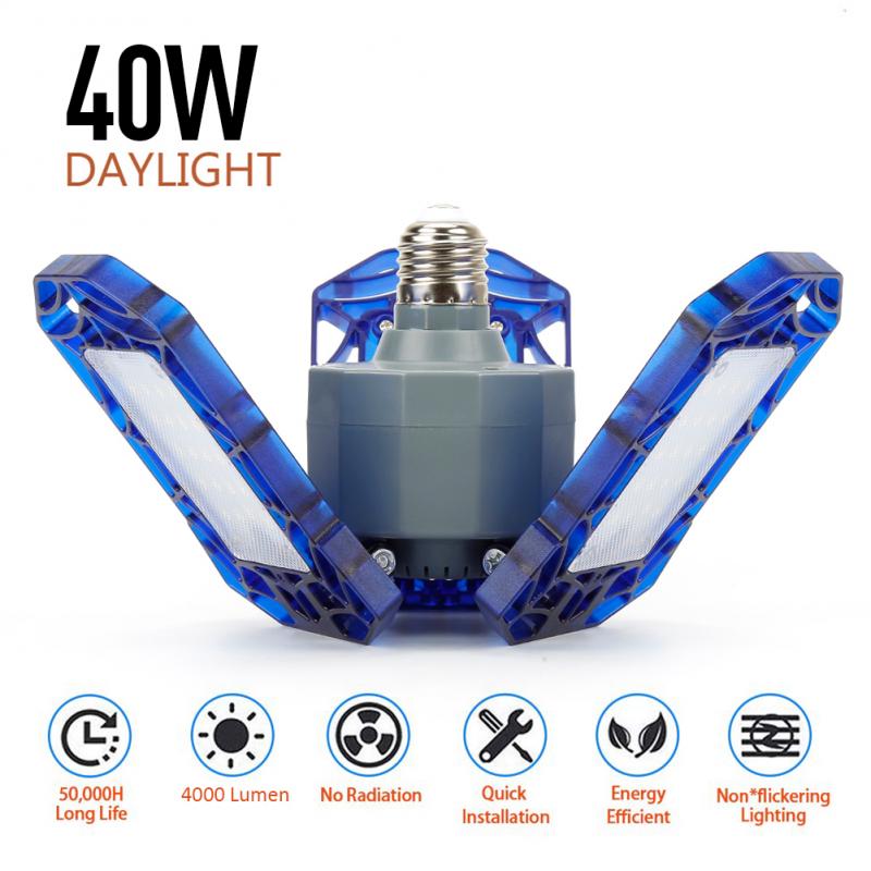 360 Degree High Bay Ceiling Lights E26 40/60W Deformable Led Garage Lights Lamp Indoor Light Industrial Lamp For Workshop Shop