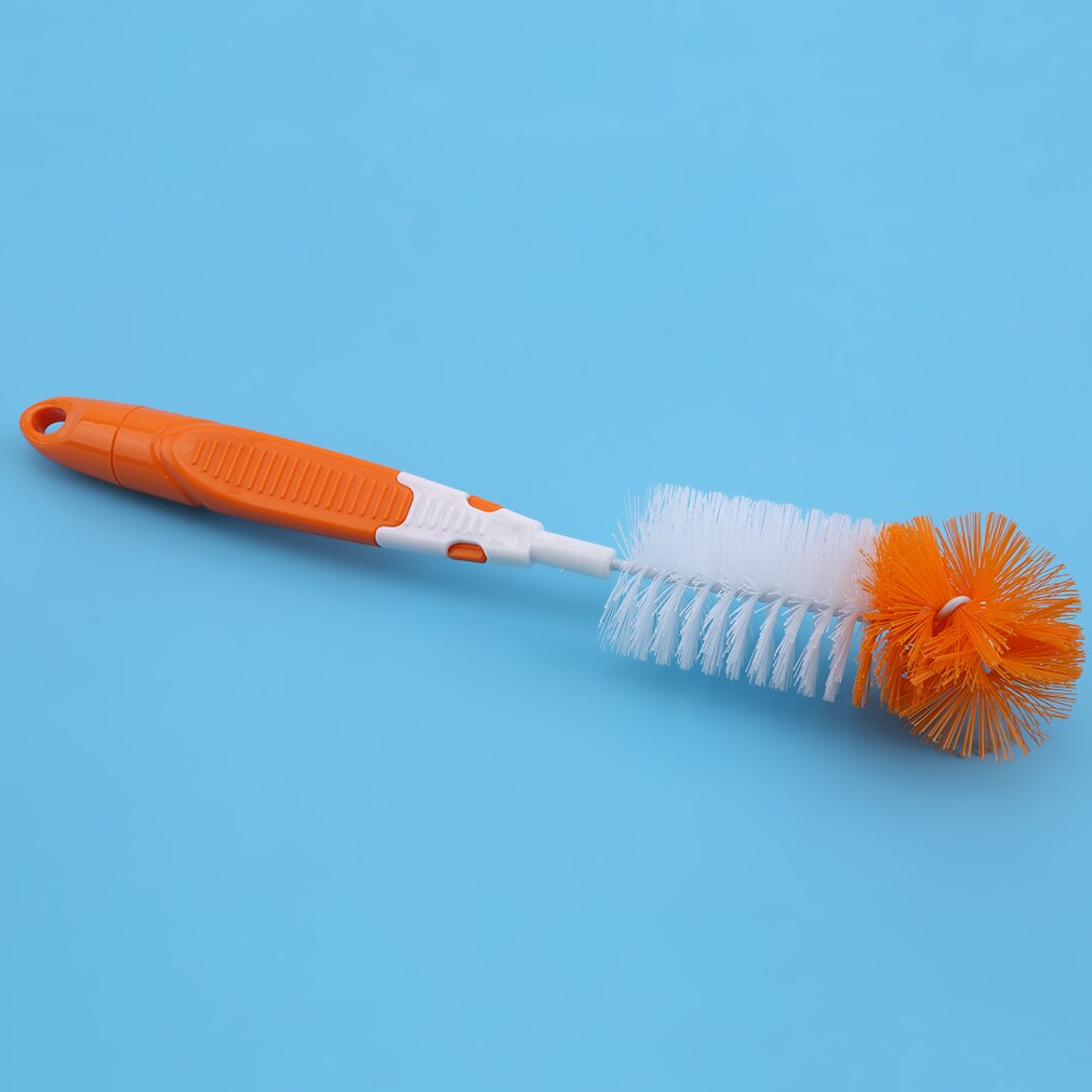 Flessenborstel 360 rotaties uniek voor babymelkflessen schrobben nylon speen reinigingsgereedschap voor wassen en reinigen: Oranje