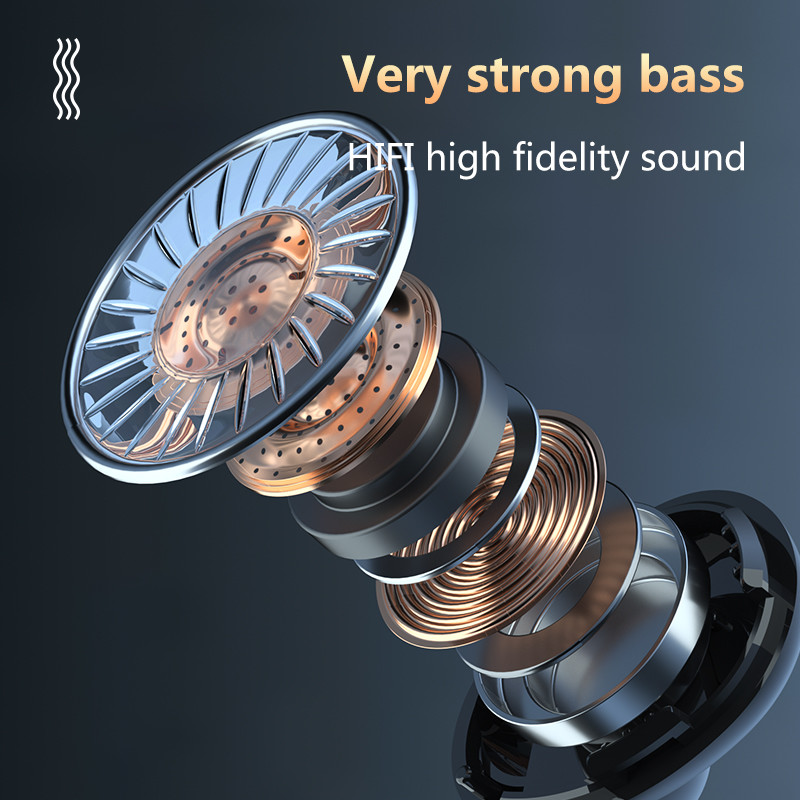 Draadloze Hoofdtelefoon Bluetooth Oortelefoon Led Display Sport Waterdichte Oordopjes Hifi Stereo Headset Met Microfoons