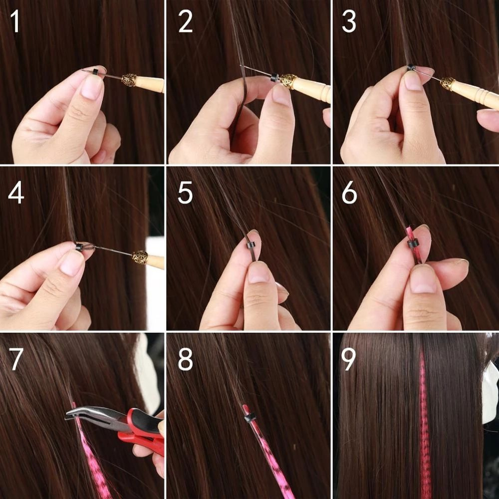 Extensiones de cabello sintético de color I-Tip Stick, pelo liso de 16 pulgadas para mujeres, alta temperatura, 10 hebras/paquete de colores