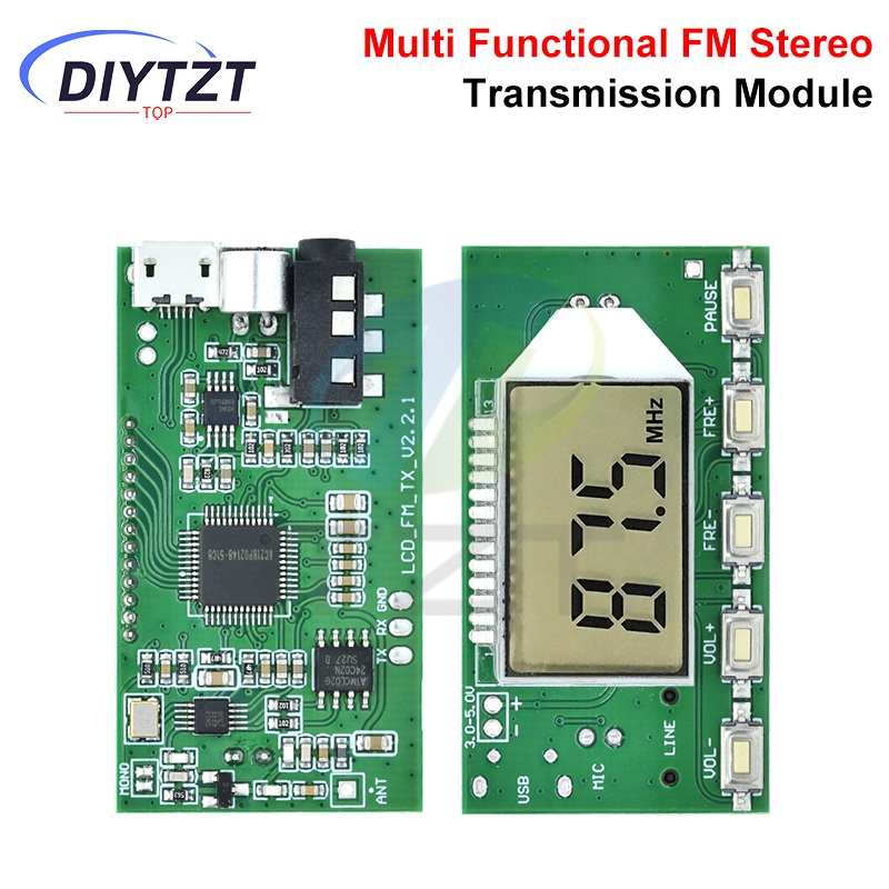 FM Transmitter Module FM Stereo Digital Transmitter Wireless Microphone Microphone Board 3V-5V FM Module 87.0MHz-108.0MHz