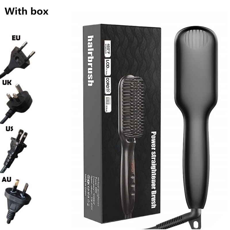 Beard Hair Straightener Comb Durable Electric Straight Hair Comb Brush LCD Heated Ceramic Hair Straightening Brush: 029 with box / AU
