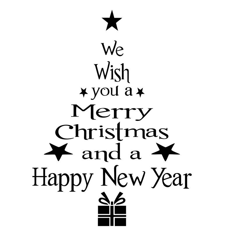 Merry Christmas Window Wall Stickers Posters Decals Waterproof Blessing Happy Year Christmas Tree Stars Home Decor