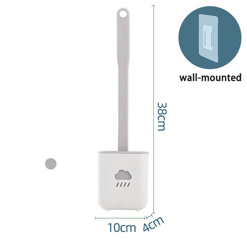 Siliconen Toiletborstelhouder Creatieve Cleaningtoilet Borstel Set Wc Borstel Houder Set Clean Tool Duurzaam Badkamer Accessoire: gray Wall hanging