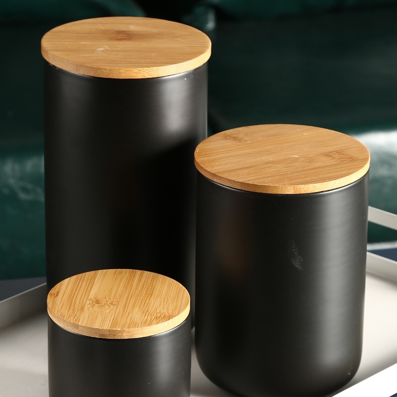3pcs Nordic Art Ceramic Tea Sealed Jar Grain Miscellaneous Coffee Bean Tea Food Storage Box Simple Home Kitchen Storage Bottle