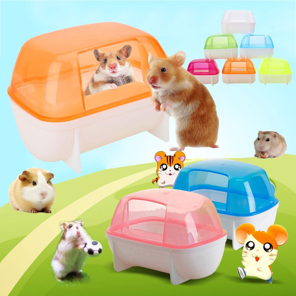 Klein Huisdier Hamster Plastic Stofdicht Badkamer Sauna Wc Bad Douche Nest Muis Rusten Huis S/L Willekeurige Kleur