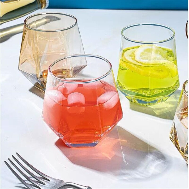 Verre à eau Hexagonal coloré de 300ml, pour la fabrication de bière, de whisky,