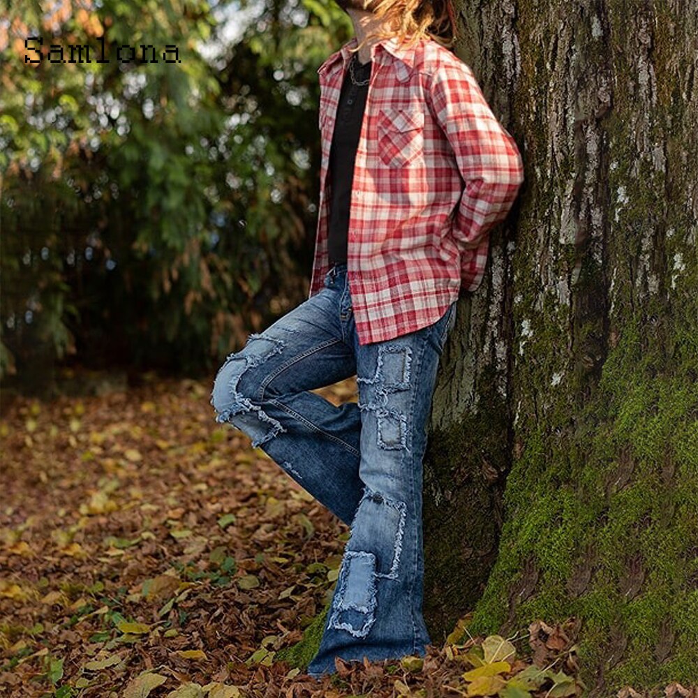 De talla grande 3XL hombres Jeans tela vaquera con corte de bota pantalones adelgazamiento Pantalones Hombre Pantalones vaqueros de retazos lápiz pantalones ropa para hombre