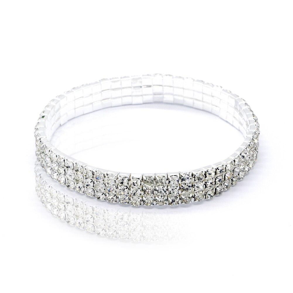 Elastisk 1/2/3/4/5 rader armbånd ankel ankelkjede diamante rhinestonesfot smykker krystall armbånd kjede ankel: 3 rad