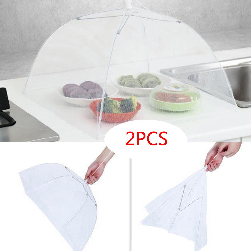 2 pcs Mesh Screen Food Cover Large Pop-Up Mesh Screen Protect Food Cover Tent Dome Net Anti Fly Umbrella Picnic Food Protector