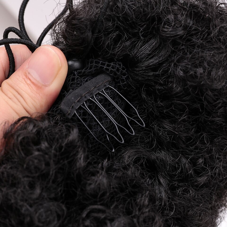 Talang afro puff syntetiskt hår bulle chignon frisyr för kvinnor peruk dragsko hästsvans kinky lockigt klämma i förlängningar hästsvans
