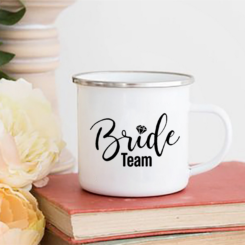 Team Bride Printed Mug Bachelorette Shower Party Wine Juice Cups Coffee Handle Cup Bridesmaid Mugs Maid of Honor: XH3555-A015WH-8