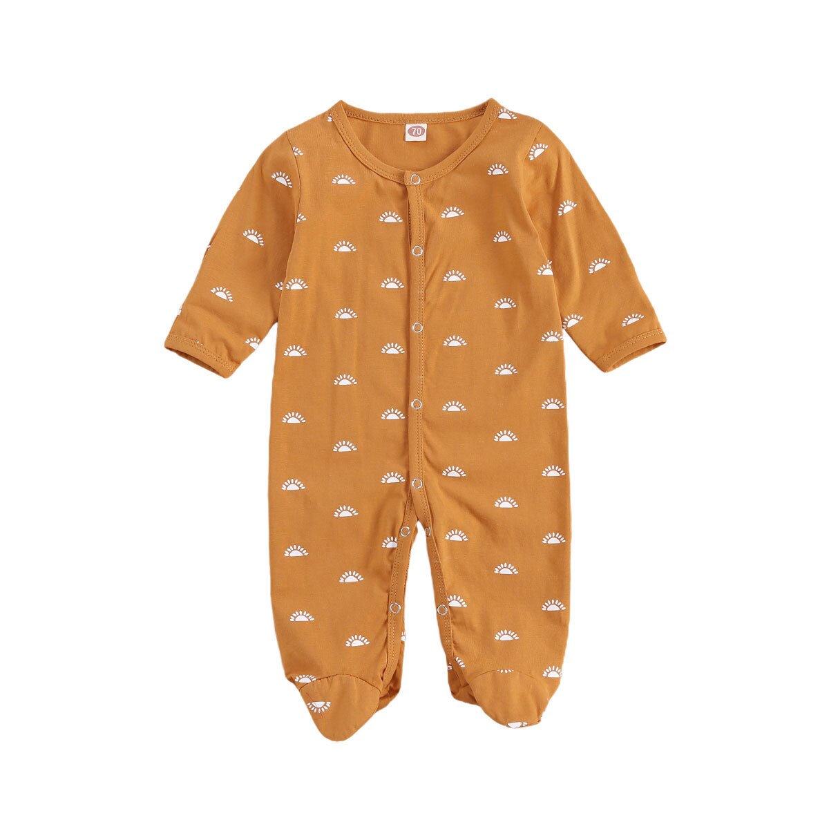 0-12M Newborn Baby Girls Boys' Footies Infant Little Sun Full Printing Long Sleeve O-neck Cotton Jumpsuits Autumn