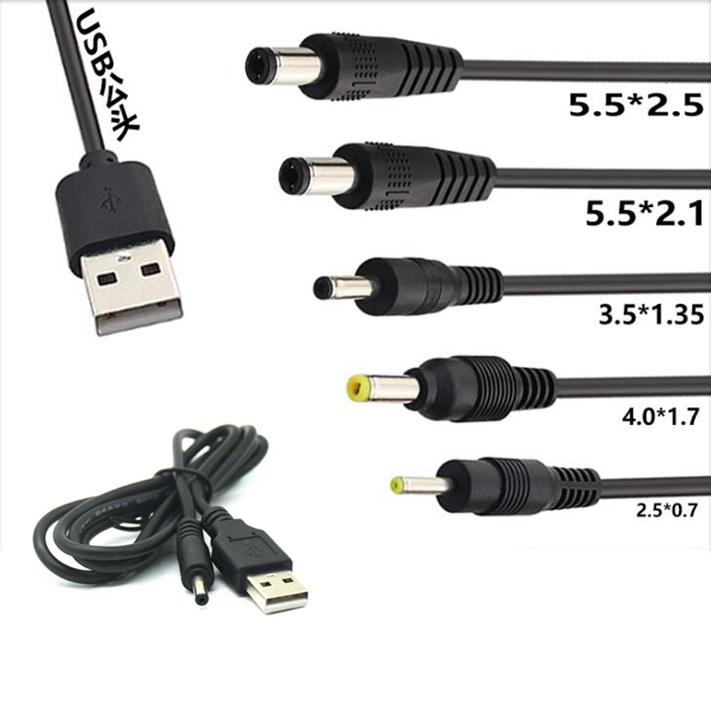 BAIRU USB Auf DC Adapterkabel – Mit Verschiedenen Klinkensteckern (5,5x2,1/2,5mm Etc.) Für Router, Lautsprecher & Mehr (50/100 Cm)