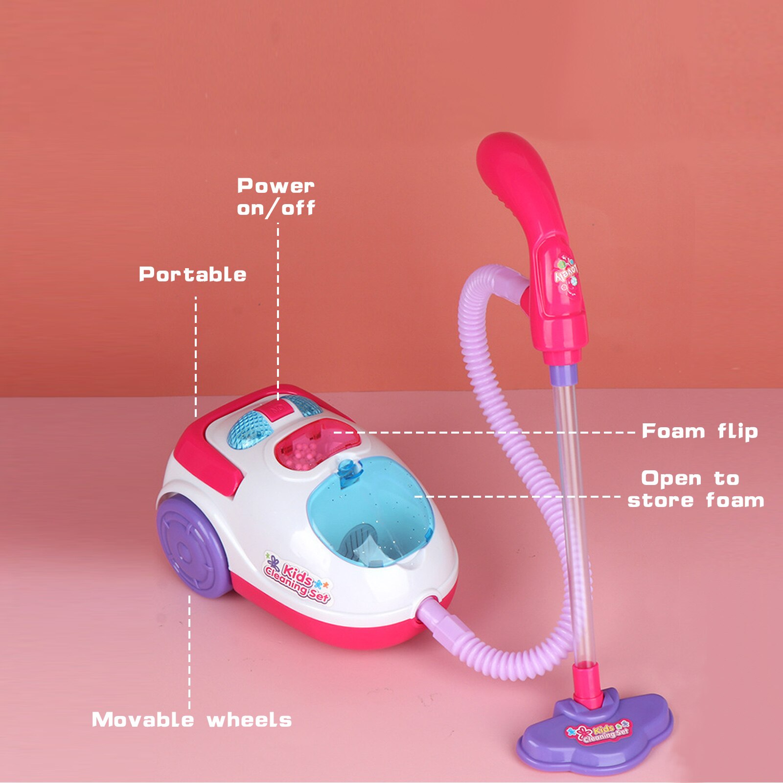 Children Simulation Mini Vacuum Cleaner Toy with Sound Light Pretend Role Play Games Toys Playset Best for Kids Boys Girls