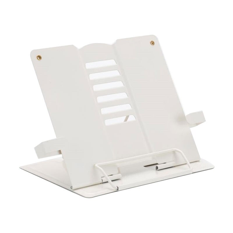 Adjustable Portable Metal Adjustable Reading Book Holder Support Document Shelf Bookstand Tablet Music Score Recipe Stand: White