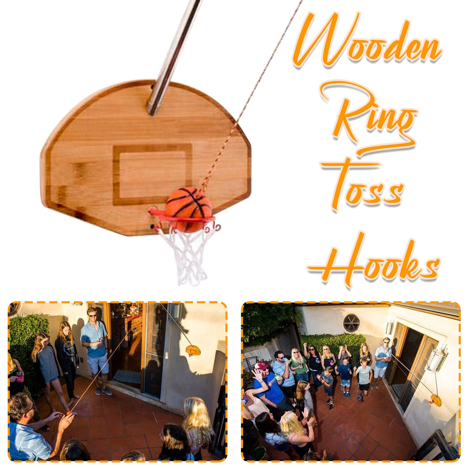 Wooden Handmade Basketball Shooting Throwing Ring Toss Hooks Fast-paced Interactive Game Simulated Toy Suit For Bars Home Party