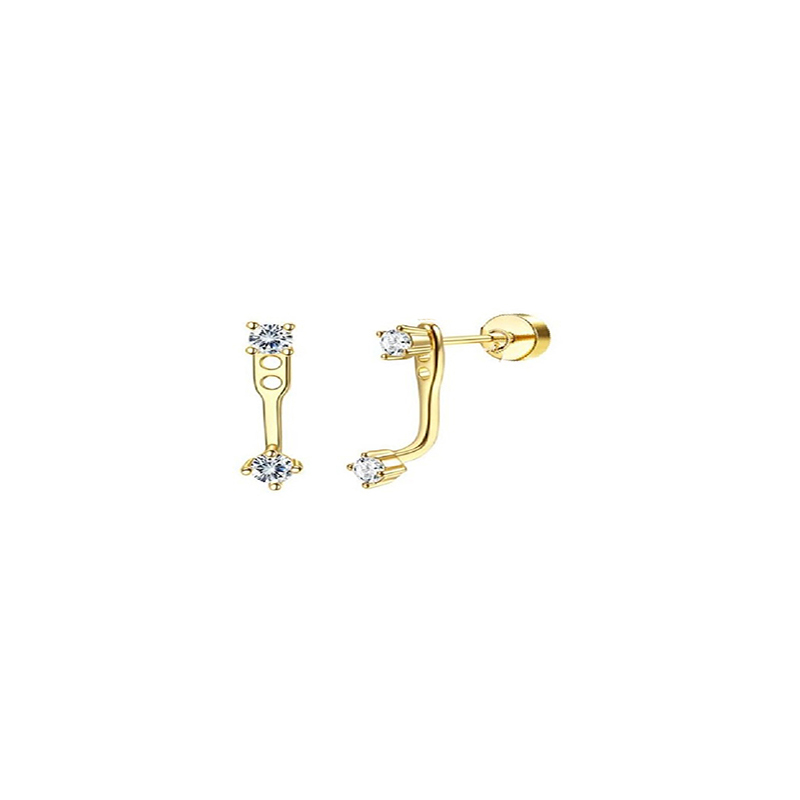 2 uds. Pendientes delicados de acero inoxidable con parte posterior plana para mujer, pendientes de cartílago de , pendientes de aro pequeños Huggie, joyería: Color amarillo dorado claro
