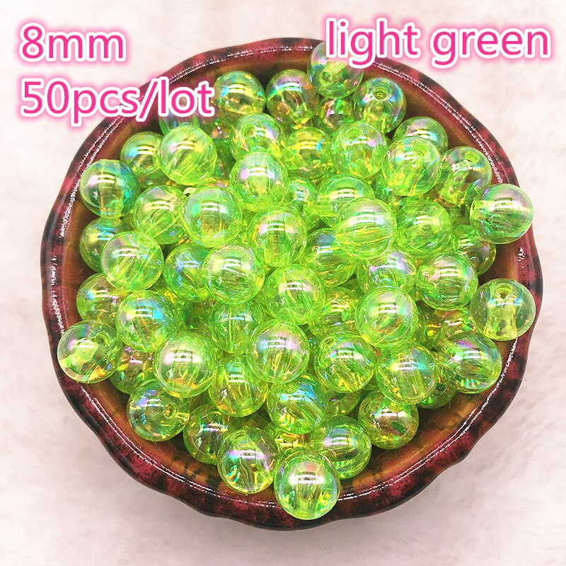 50 stuks 8mm AB Kleur Ronde Acryl Kraal Losse Spacer Kralen Voor Sieraden Maken DIY Armband: 10