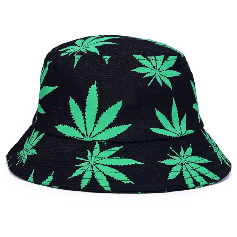 Unisex opvouwbare emmerhoed met esdoornbladerenprint, heren, slappe katoenen vissershoeden, bobkap, dames zomerzonbeschermingspetten