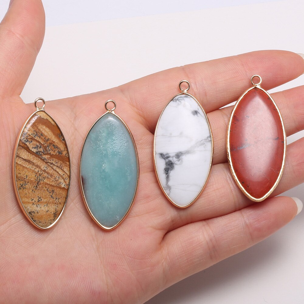 Natural Stone Agates Pendants Horse Eye Shape exquisite Charm for Jewelry Making Diy earring necklace Bracelet accessories