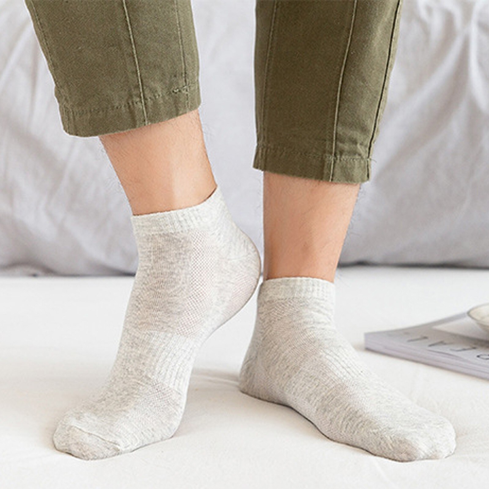 5 Pairs Of Men's And Women's Socks Breathable Sports Socks Solid Color Short Boat Socks Comfortable Cotton Socks: GY