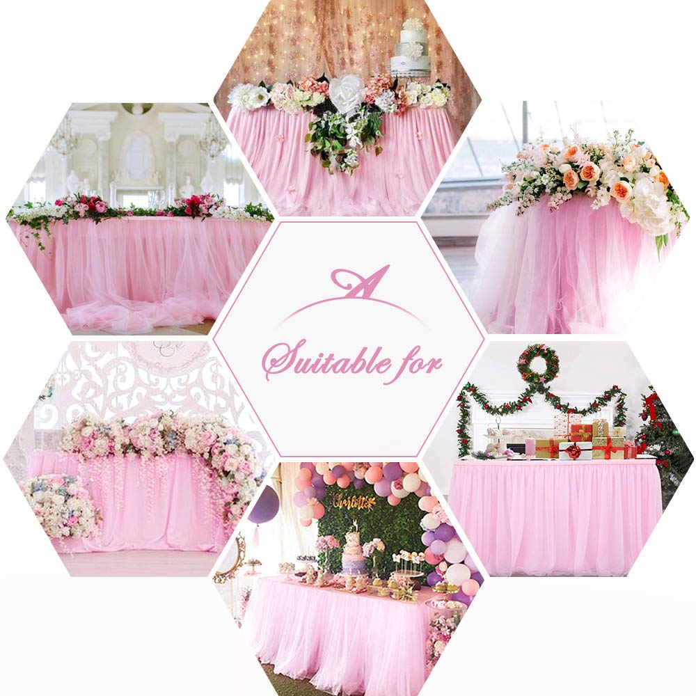 Tyll mesh bord skjørt dekke bursdag bryllup festlig fest dekor bordduk